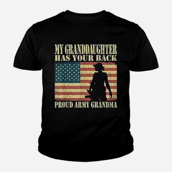 My Granddaughter Has Your Back Proud Army Grandma Gifts Kid T-Shirt - Seseable