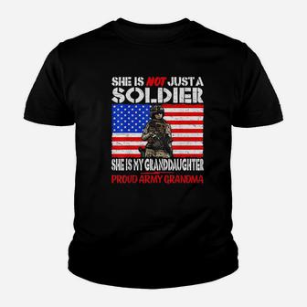 My Granddaughter Is A Soldier Military Proud Army Grandma Kid T-Shirt - Seseable