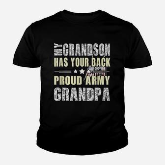 My Grandson Has Your Back Proud Army Grandpa Military Kid T-Shirt - Seseable