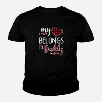 My Heart Belongs To Daddy Heart Valentines Day Gift Boy Girl Kid T-Shirt - Seseable