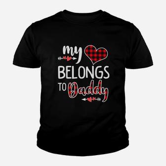 My Heart Belongs To Daddy Heart Valentines Day Gift Kid T-Shirt - Seseable