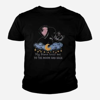 My Nana Loves Me To The Moon And Back Elephant Family Kid T-Shirt - Seseable