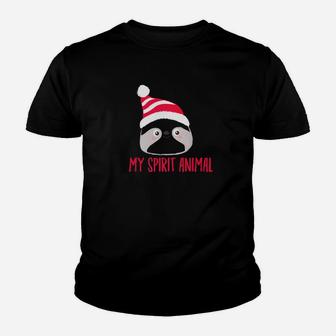 My Spirit Animal Sloth Christmas Hat Holiday Gift Kid T-Shirt - Seseable