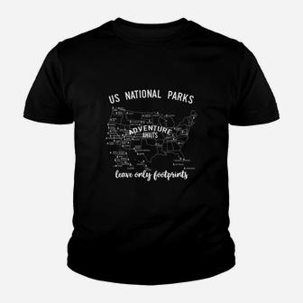 National Parks Map T Shirt Lists All 59 National Parks Kid T-Shirt - Seseable