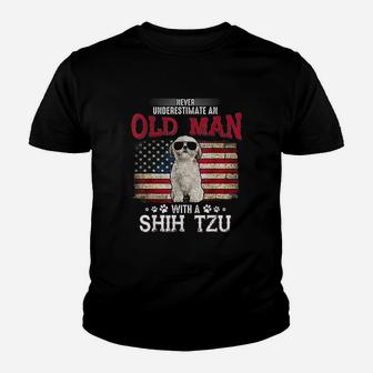Never Underestimate An Old Man With A Shih Tzu Costume Gift Kid T-Shirt - Seseable
