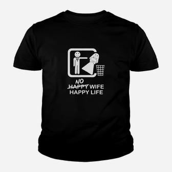 No Wife Happy Life Mgtow Kid T-Shirt - Seseable