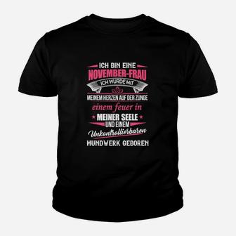 November-Frau Schwarzes Kinder Tshirt, Persönlichkeitsmotiv für Geburtstag - Seseable