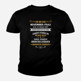 Novemberfrauen Geburtstagsslogan Schwarzes Damen-Kinder Tshirt - Seseable