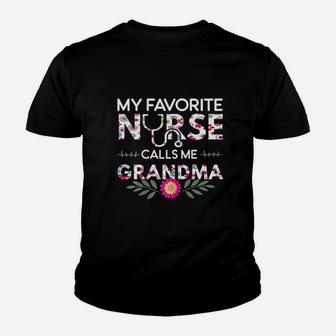 Nurse Gift My Favorite Nurse Calls Me Grandma Kid T-Shirt - Seseable