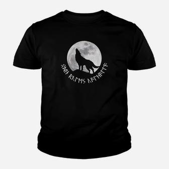 Odin Herrscht Über Valhalla Heulender Wolf Nordische Runen Kinder T-Shirt - Seseable