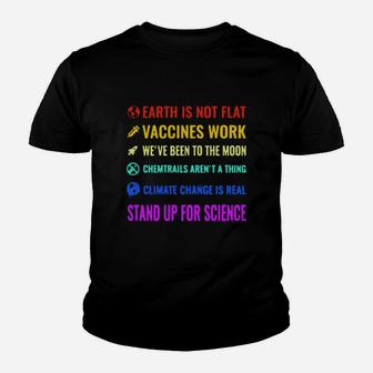 Official Lgbt Earth Is Not Flat Vaccines Work We ‘ve Been To The Moon Youth T-shirt - Seseable
