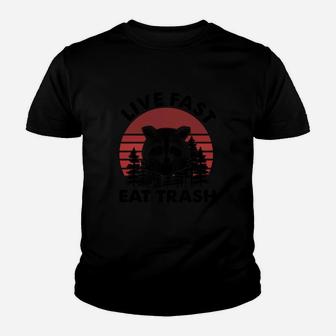 Official Live Fast Eat Trash Funny Halloween Gift Kid T-Shirt - Seseable