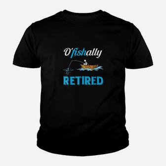 Ofishally Retired Funny Fisherman Retirement Kid T-Shirt - Seseable