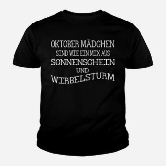 Oktober Mädchen Kinder Tshirt, Mix aus Sonnenschein & Wirbelsturm - Seseable