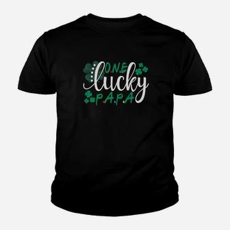 One Lucky Papa Shamrocks Happy St Patrick Day Irish Kid T-Shirt - Seseable