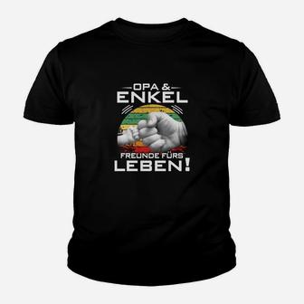 Opa & Enkel Freunde fürs Leben Schwarzes Kinder Tshirt, Familienbande Design - Seseable