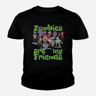 Original Zombies Are My Friends Halloween Kid T-Shirt - Seseable
