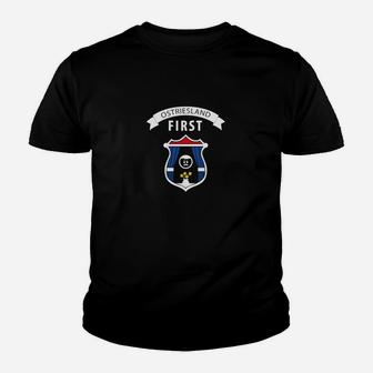 Ostfriesland First Hochwertiges Schwarzes Kinder Tshirt mit Emblem-Design - Seseable