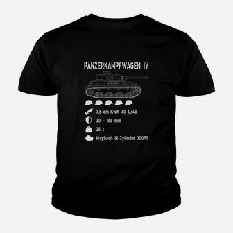 Panzerkampfwagen IV Technik Kinder Tshirt für Herren, Schwarz mit Daten-Design - Seseable