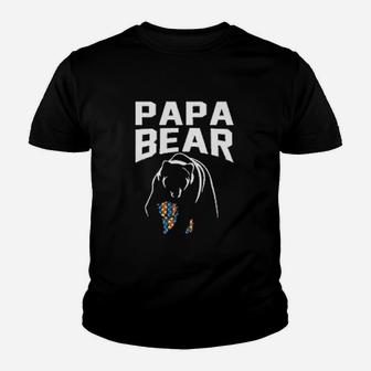 Papa Bear Father Colorful Puzzle Kid T-Shirt - Seseable