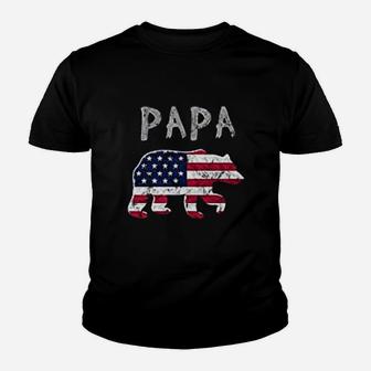 Papa Bear Patroitic Love America Kid T-Shirt - Seseable