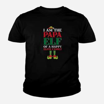 Papa Elf Of A Happy Elfin Family Funny Christmas Shirt Kid T-Shirt - Seseable