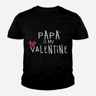 Papa Is My Valentine Funny Valentine Gift Kid T-Shirt - Seseable