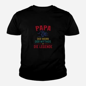 Papa Mann Mythos Legende Kinder Tshirt, Schwarzes Tee für Väter - Seseable