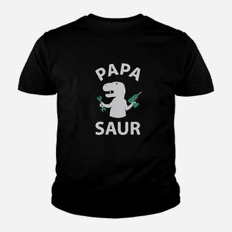Papa Saur Trex Dad And Baby Saur Daddy And Me Kid T-Shirt - Seseable