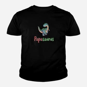 Papasaurus Cute Father Or Papa Dino Watercolor Kid T-Shirt - Seseable