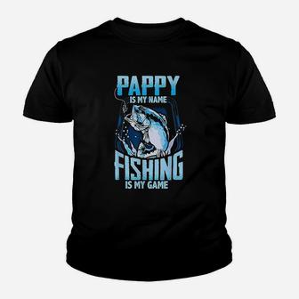 Pappy Is My Name Fishing Is My Game Fathers Day Kid T-Shirt - Seseable