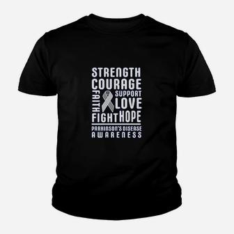 Parkinson Disease Awareness Strength Courage And Support Kid T-Shirt - Seseable