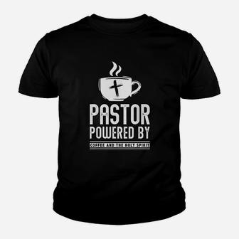 Pastor Powered Coffee And The Holy Spirit Funny Pastor Gift Kid T-Shirt - Seseable