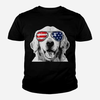 Patriotic Golden Retriever Dog 4th Of July Kid T-Shirt - Seseable