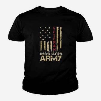 Patriotic Us Army Veteran Red Line American Flag Vintage Kid T-Shirt - Seseable