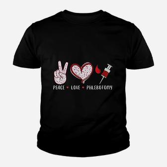 Peace Love Phlebotomy Vein Phlebotomist Gifts Kid T-Shirt - Seseable