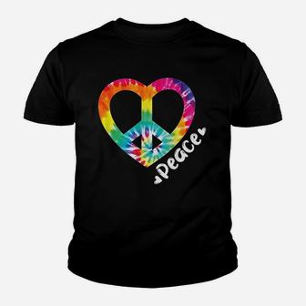 Peace Tie Dye Vintage Heart Hippie Retro Groovy Gift Kid T-Shirt - Seseable