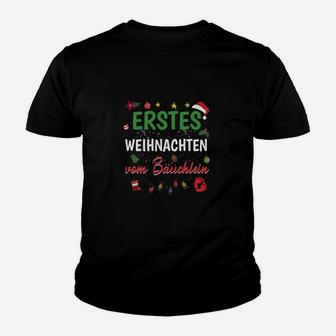 Personalisiertes Schwarzes Kinder Tshirt Erstes Weihnachten des Brüderchens, Festliches Motiv - Seseable