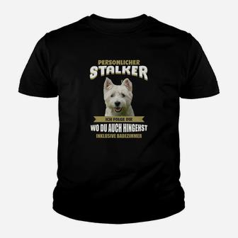 Persönlicher Stalker Hund Schwarzes Kinder Tshirt, Lustig für Haustierfreunde - Seseable