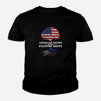 Philippines Roots Gift American Grown Filipino Roots Kid T-Shirt - Seseable