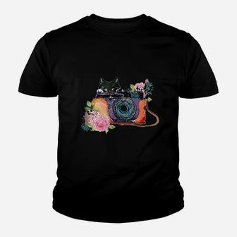 Photography And Cat Lover Photographer Camera Kid T-Shirt - Seseable