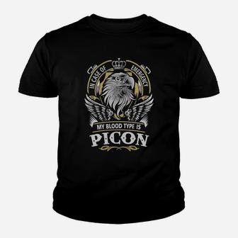 Picon In Case Of Emergency My Blood Type Is Picon -picon T Shirt Picon Hoodie Picon Family Picon Tee Picon Name Picon Lifestyle Picon Shirt Picon Names Kid T-Shirt - Seseable