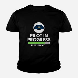 Pilot In Progress Flight School Student Pilot Aviation Youth T-shirt - Seseable