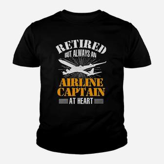 Pilot Retired But Always An Airline Captain At Heart Kid T-Shirt - Seseable