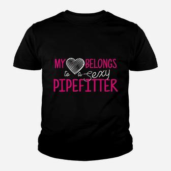 Pipefitter My Heart Belongs Pipefitter Wife Kid T-Shirt - Seseable