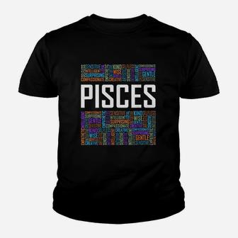 Pisces Zodiac Traits Horoscope Astrology Sign Gift Words Kid T-Shirt - Seseable