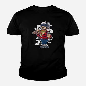 Pizza For Dad Kids Man Beard With Pizza Slice Gifts Kid T-Shirt - Seseable