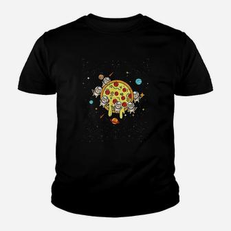 Planet Pizza Astronauts Cats Cute Space Pet Halloween Gift Kid T-Shirt - Seseable