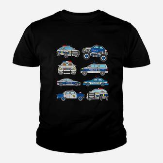 Police Vehicles For Kids Men Women Cop Cars Boys Toddler Kid T-Shirt - Seseable