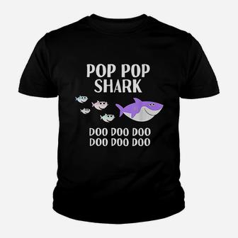 Pop Pop Shark Doo Doo Funny Fathers Day Gift For Grandpa Kid T-Shirt - Seseable